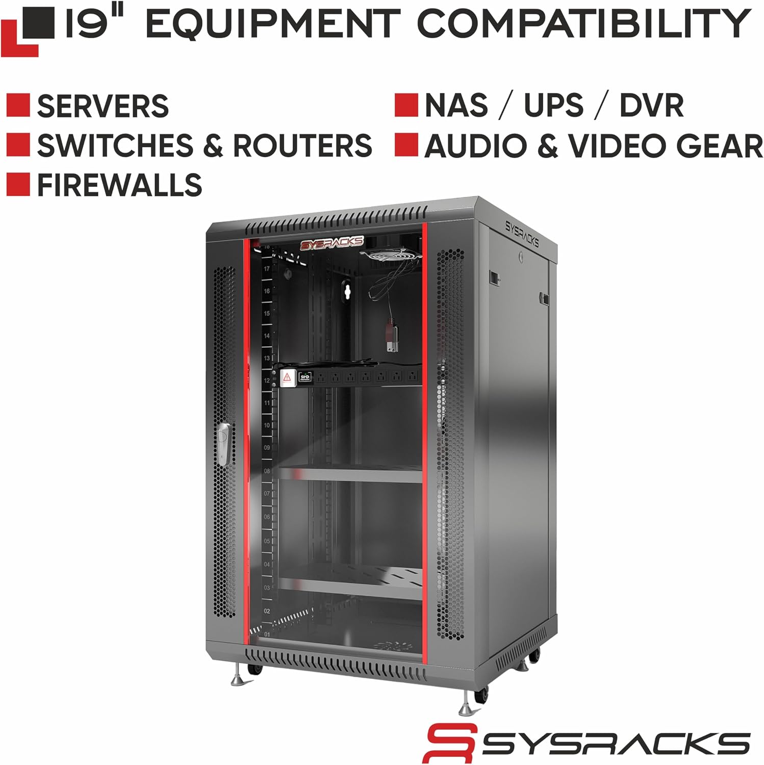 15U Wall Mount Server Rack Cabinet, 19' Locking Network Rack, 24' Deep, Glass Door, with Fan, PDU and Shelf