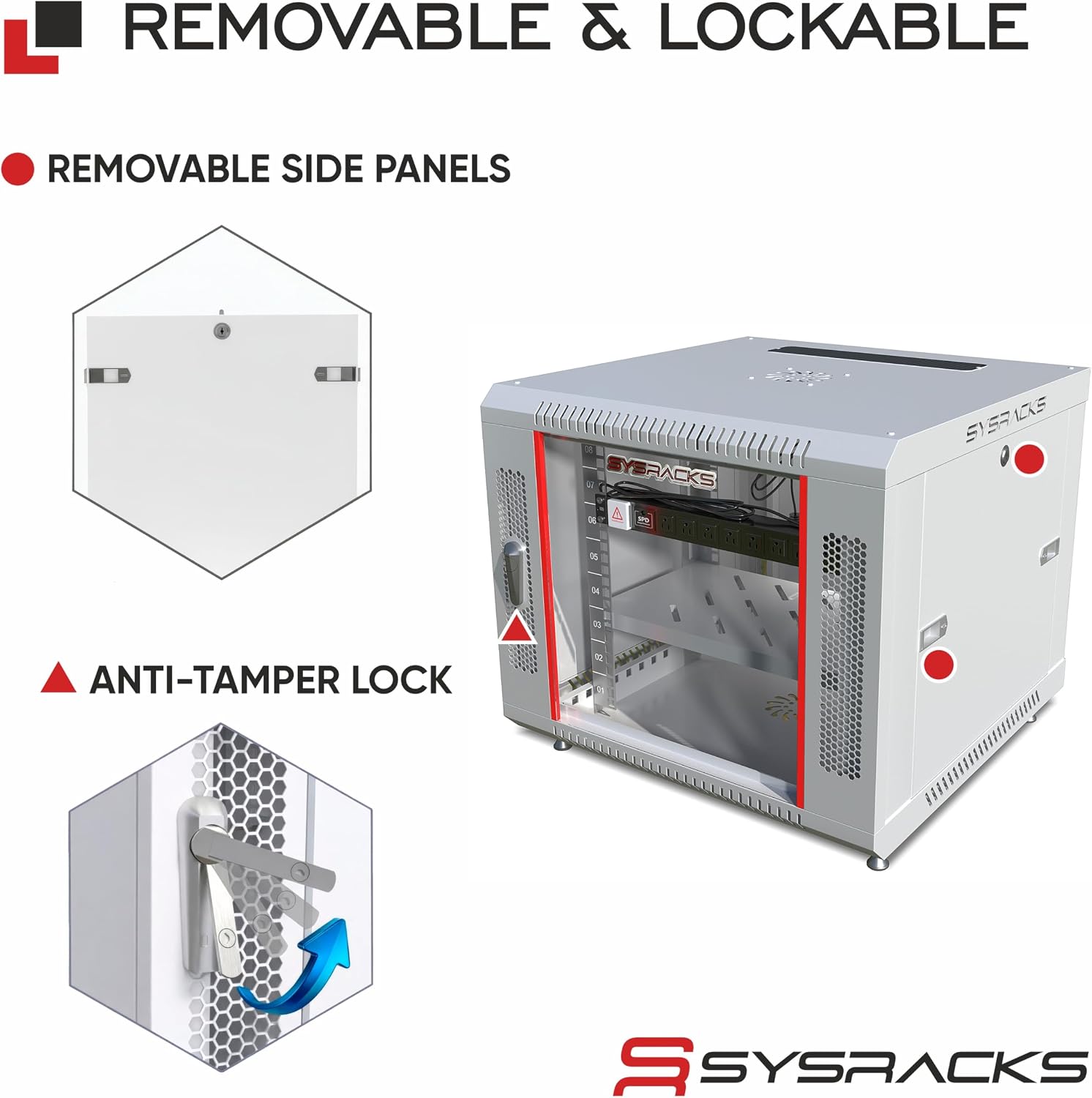 9U Wall Mount Server Rack Cabinet, 19' Locking Network Rack, 24' Deep, Glass Door, with Fan, PDU and Shelf
