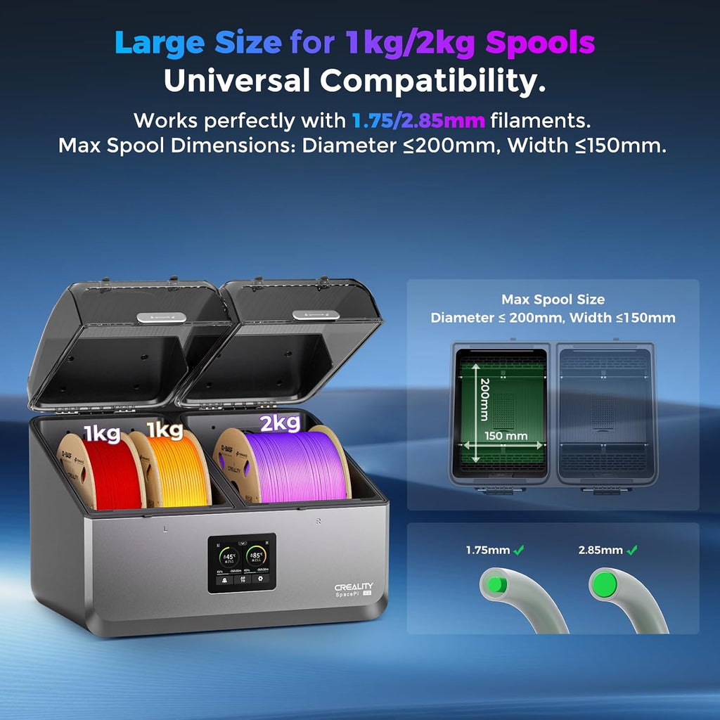 Creality Space Pi X4 Filament Dryer 4 Roll 3D Printer Dry Box with 110W PTC Heater 360° Rapid Heating LCD Touch Screen One-Key Operation PLA PETG ABS TPU Nylon Compatible
