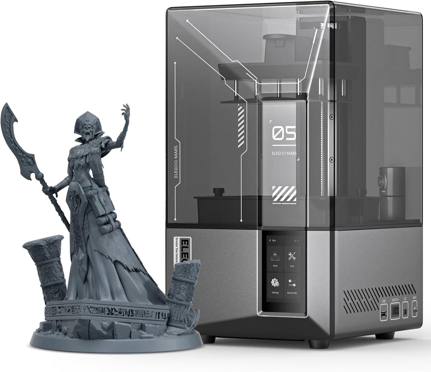 ELEGOO Mars 5 Ultra 3D Printer, MSLA UV Photocuring with 9K LCD, High Speed Printing Up to 150mm/h, Automatic Leveling, WiFi Cluster Printing, AI Camera, Printing Size of 6.04 x 3.06 x 6.49 inch