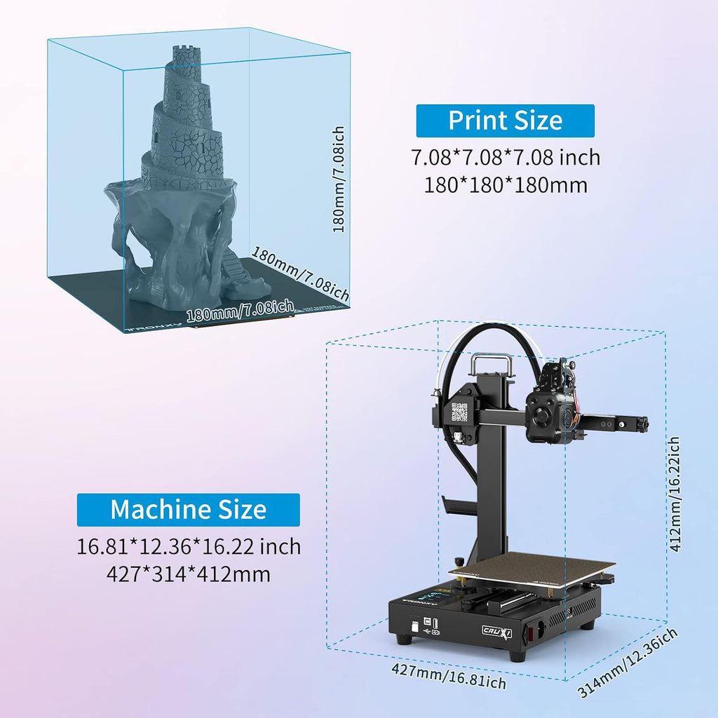 TRONXY CRUX 1S Mini 3D Printer,2025 New Version High Speed Small 3D Printers for Beginners,275°C Direct Extruder Double OSG15 Guide Rail, Print Size 7.09x7.09x7.09 inch