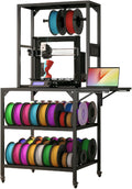 3D Printer Stand with Filaments Storage, 3D Printer Table Filament Storage Rack with Power Outlets Heavy Duty Printer Cart Desk for Workshop Studio Office