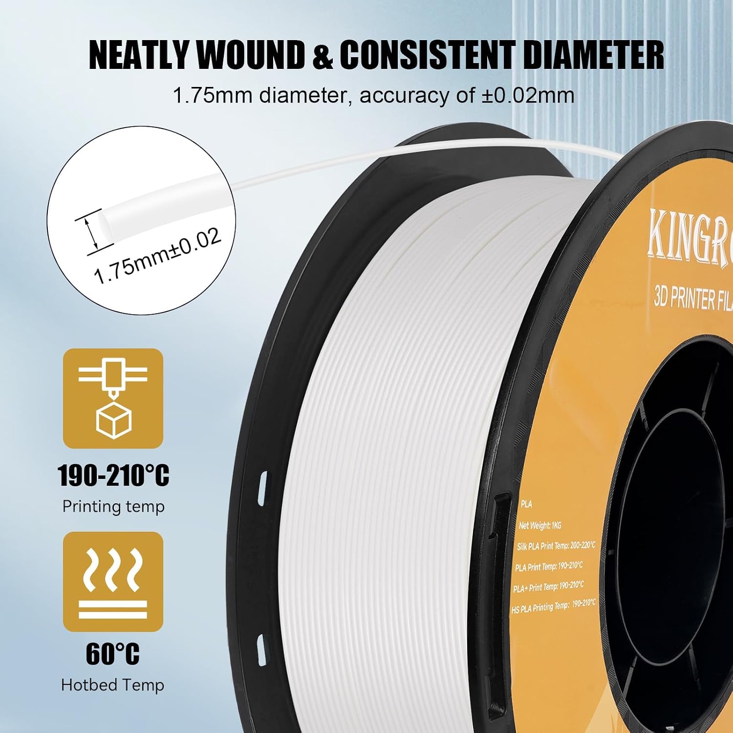 Kingroon High Speed PLA Bundle 3D Printer Filament 1.75mm, 3D Printer Rapid Filament for 30-600mm/s Hyper Printing Filament, Dimensional Accuracy +/- 0.03 mm, 10 kg Plastic Spool (22lbs（Mixed Colors）