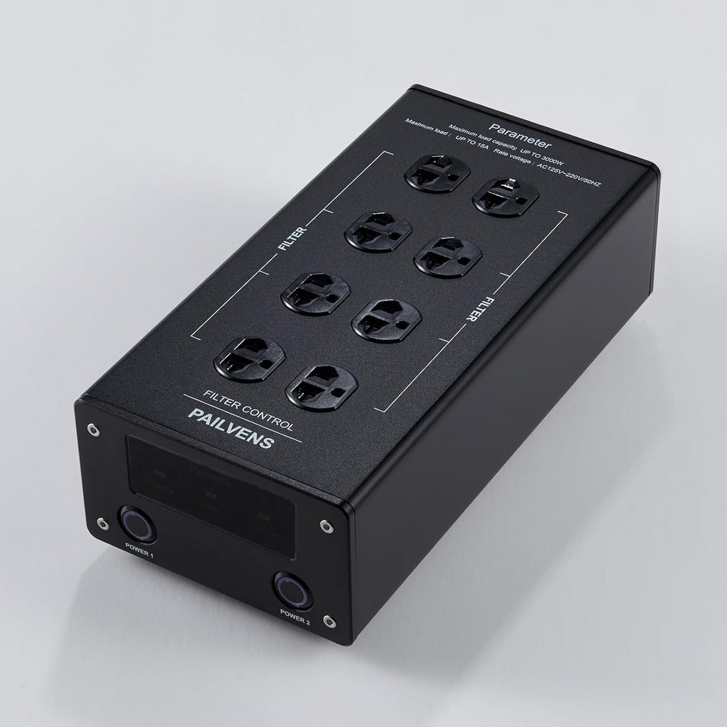 AC Power Filter Power Conditioner with LED Screen Display, Power Purifier 8 Outlet Metal Surge Protector, Sound Filter/Noise Reducer for HiFi Audio CD DVD Player, Black