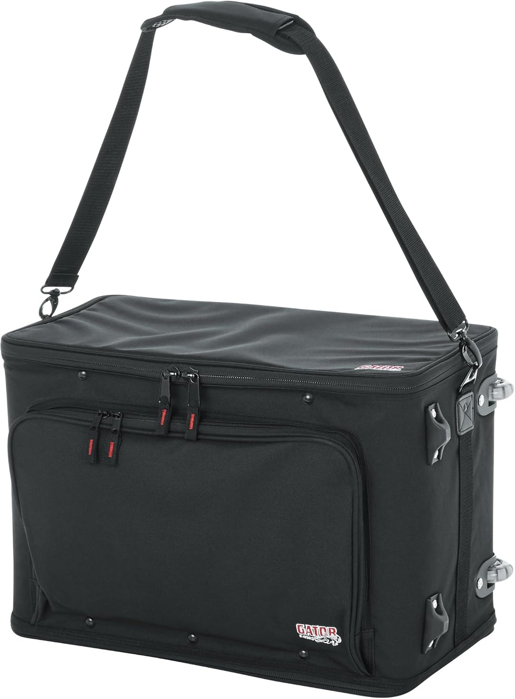 Gator Cases Lightweight Rack Bag with Removable Shoulder Strap, Pull handle, and Wheels, 4U Rack - 12.5' Rackable Depth (GR-RACKBAG-4UW)
