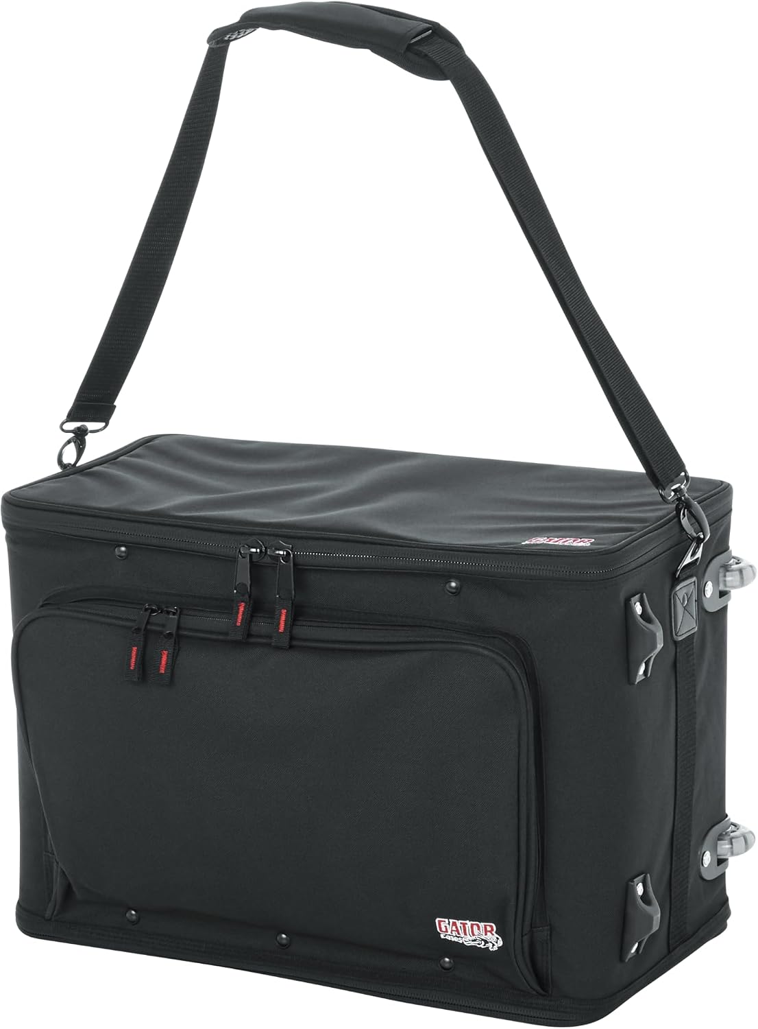 Gator Cases Lightweight Rack Bag with Removable Shoulder Strap, Pull handle, and Wheels, 4U Rack - 12.5' Rackable Depth (GR-RACKBAG-4UW)