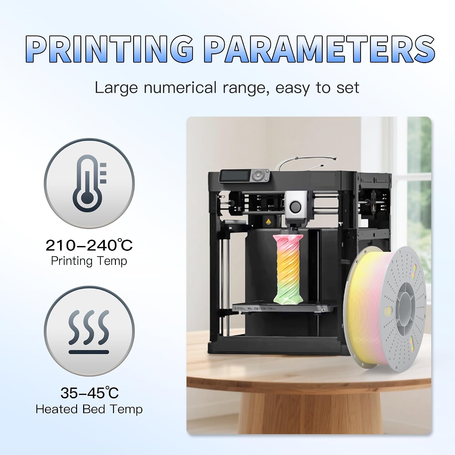 PINBALL Silk Rainbow PLA 3D Printer Filament 1.75mm Shiny Multi-Color Changing Filament 3D Printing PLA Filament Dimensional Accuracy +/- 0.02mm 8 KG 8 Colors