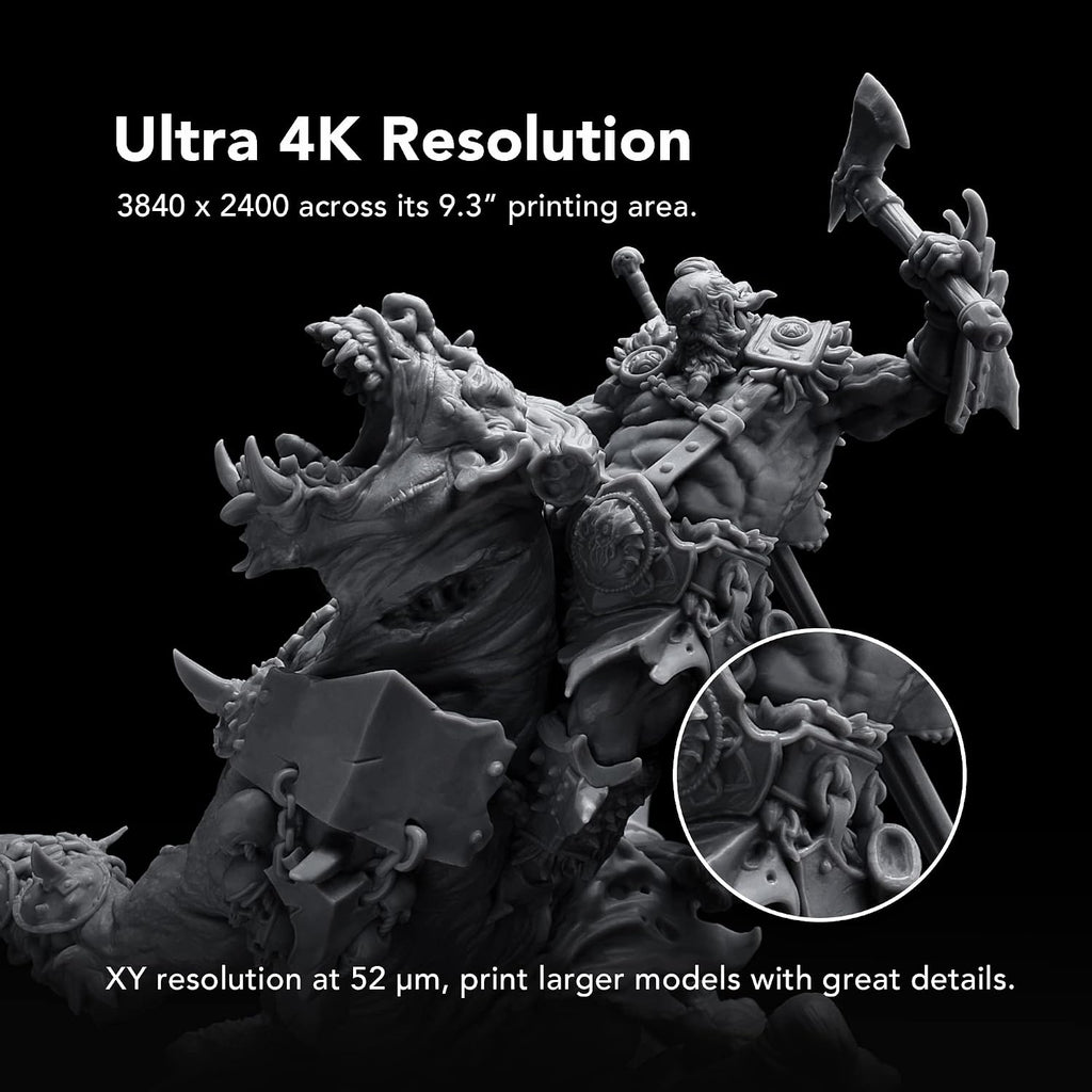 phrozen Sonic Mighty 4K LCD Resin 3D Printer, 9.3' Monochrome LCD, Tabletop 3D Resin Printer with 52µm XY Resolution, 7.9 * 4.9 * 8.7 Inch Printing Volume for Models, Miniatures and Action Figures