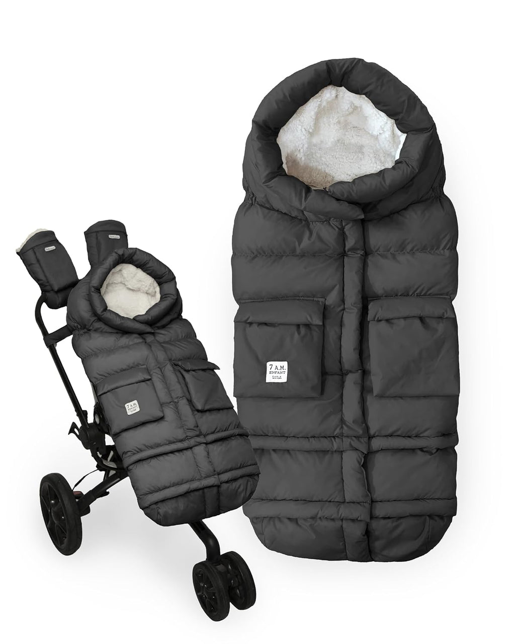 7AM Enfant Stroller Blanket 212 - Adjustable Baby Car Seat Zipped Blanket for Babies Winter, Unisex Multi Purpose Fleece Lined Warm Hooded Toddler Footmuff Water Repellent | (6M - 4T)