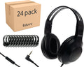 Bulk Headphones for Classroom with Microphone, Heavy-Duty School Pack Wired Headphones for Students. Teacher Must Haves Supplies from Elementary to College (24 Pack Black)