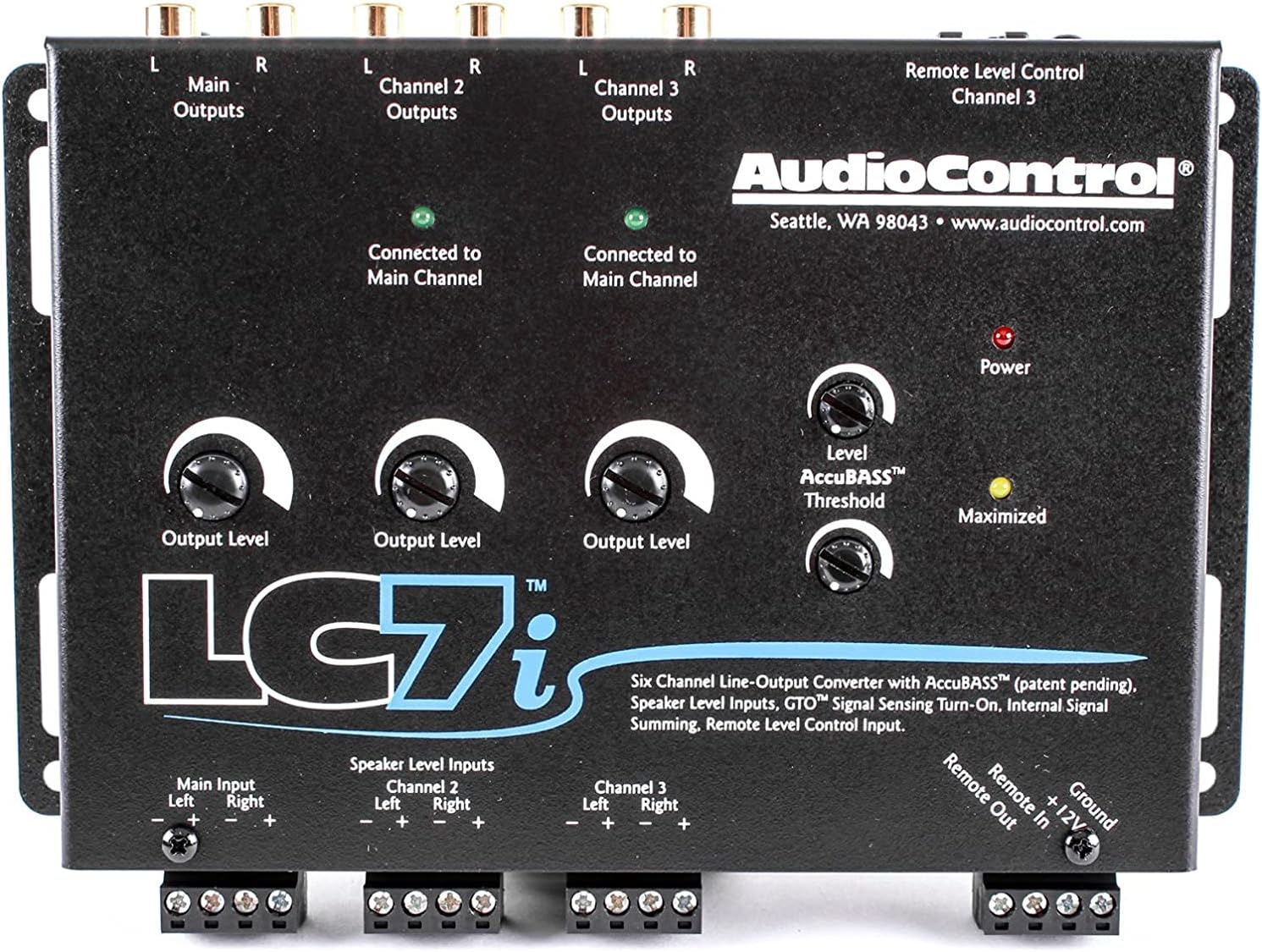 AudioControl LC7i - Black Six Channel Line Out Converter with AccuBASS & 5-year warranty*!