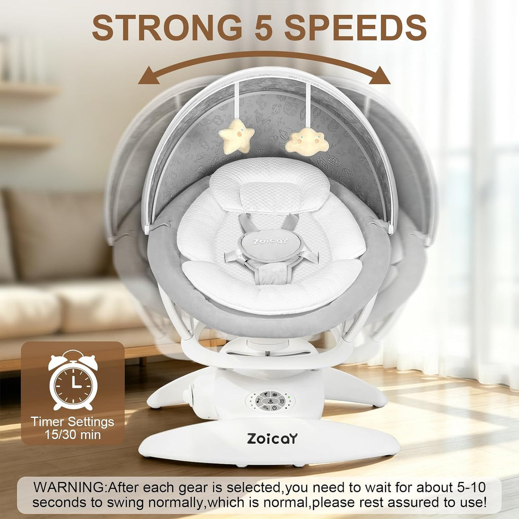 3-in-1 Baby Swing for Infants with Motion Detection, Infant Swing with 5 Speeds & 3 Swing Modes, 12 Melodies, Electric Swing for Baby, Up to 25 lbs, White