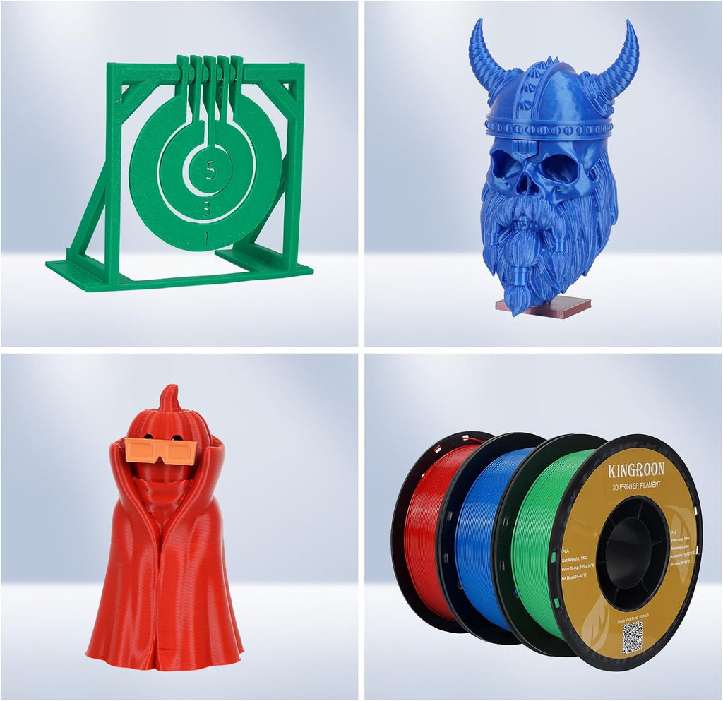 Kingroon PLA 3D Printer Filament, 10 Rolls, Dimensional Accuracy +/- 0.02 mm, 1kg Spool(2.2lbs), 1.75 mm，10KG Ten Colors Black White Grey Red Blue Green Orange Transparent Silver Yellow