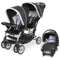 Baby Trend Infant and Toddler Double Stroller & Car Seat Combo, 2 Pc Set, Stormy - Portable and Lightweight Stroller Duo and Car Seat Travel System Tandem
