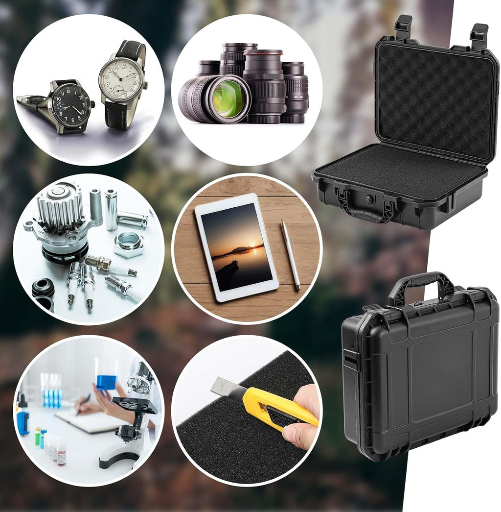Relaxweex 1 Pcs Waterproof Hard Case with DIY Customizable Foam Insert Portable Protective Case with Knife for Camera Drones Equipments Tools Test Instruments(Black,20.5 x 15.8 x 8.5 Inch)