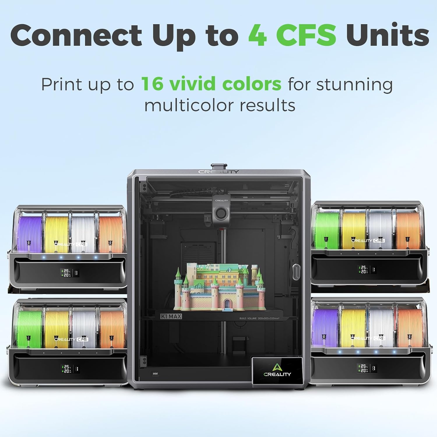 Official Creality CFS with K1 Series CFS Upgrade Kit Mothers Day Gifts, Multicolor 3D Printer Automatically Filament System, Supports 4 Parallel Devices for 16 Color Printing for K1 Max/K1C/K1/K1 SE