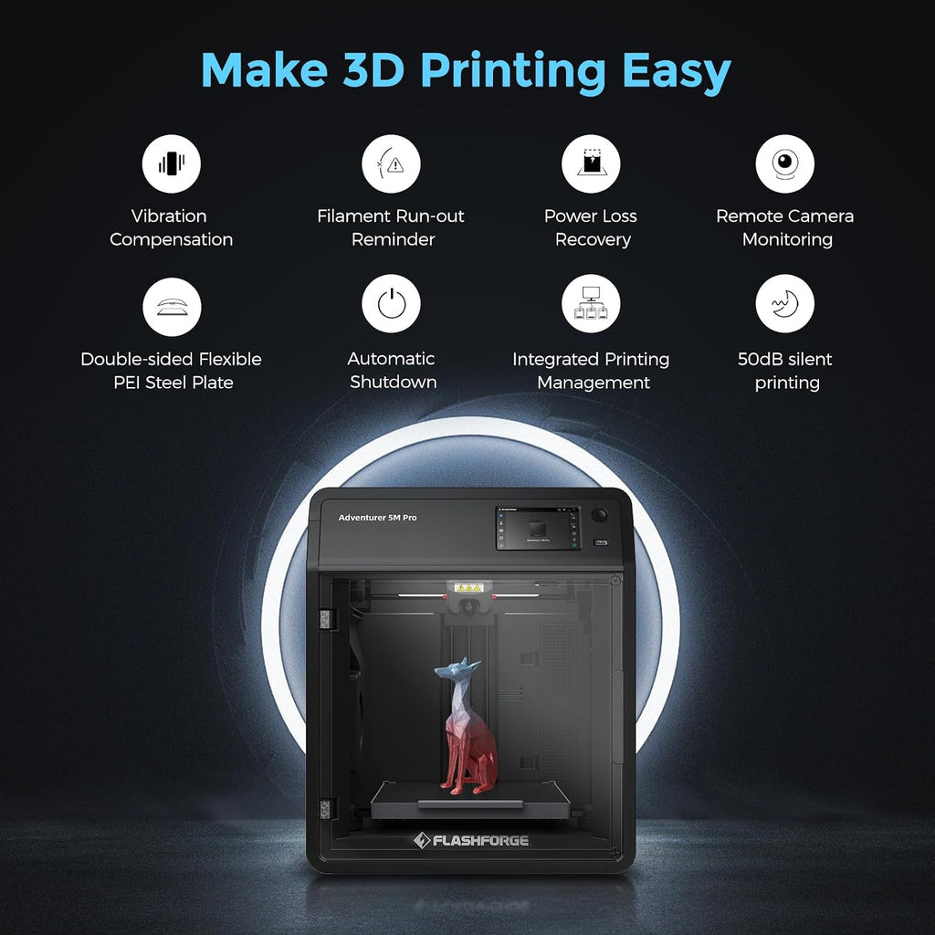 Flashforge Adventurer 5M Pro 3D Printer with Extra 1KG HS PLA Rainbow Candy Filament