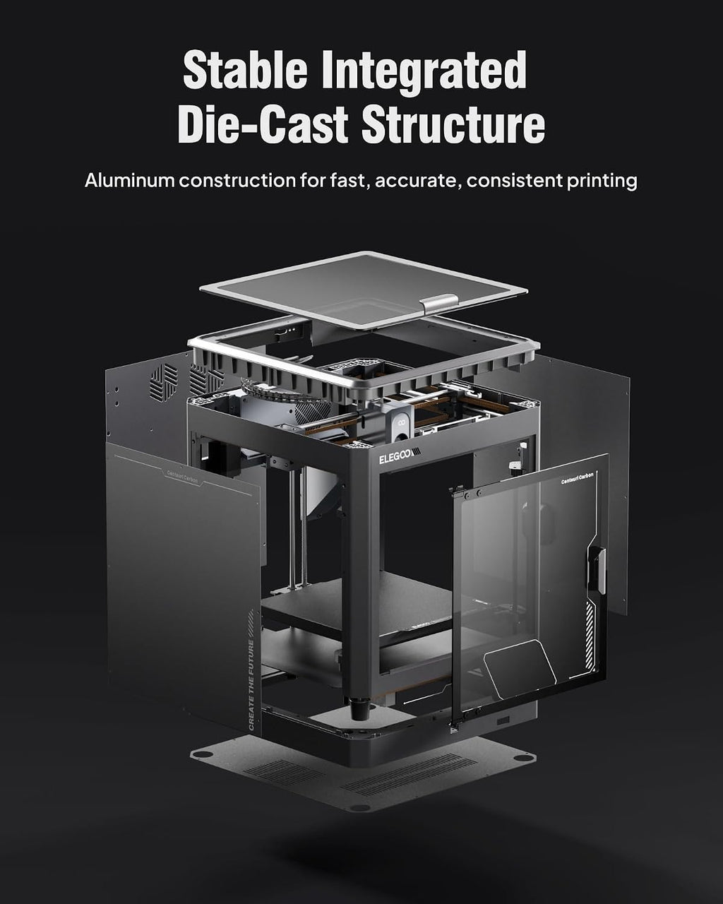 ELEGOO Centauri Carbon 3D Printer, CoreXY 500mm/s High Speed Printing with Auto Calibration, 320°C Nozzle and Built-in Camera, Ready to Print Out of the Box, 256x256x256mm Printing Size