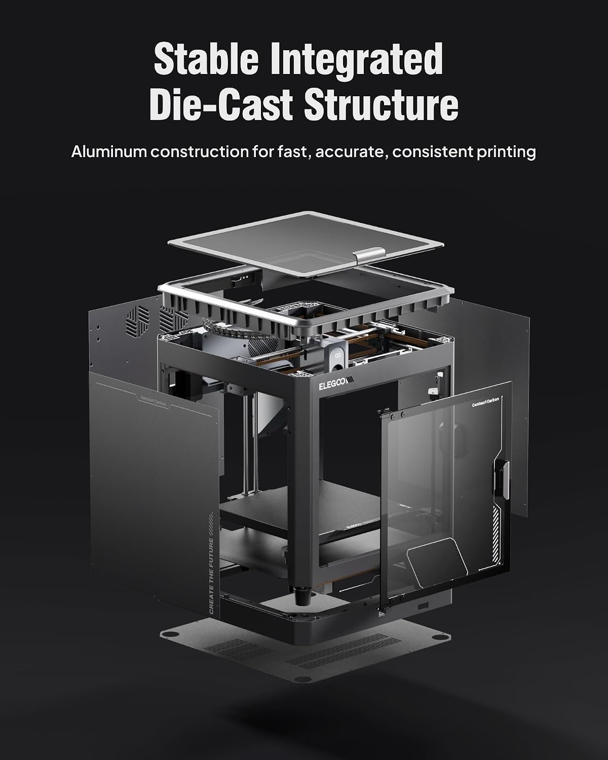 ELEGOO Centauri Carbon 3D Printer, CoreXY 500mm/s High Speed Printing with Auto Calibration, 320°C Nozzle and Built-in Camera, Ready to Print Out of the Box, 256x256x256mm Printing Size