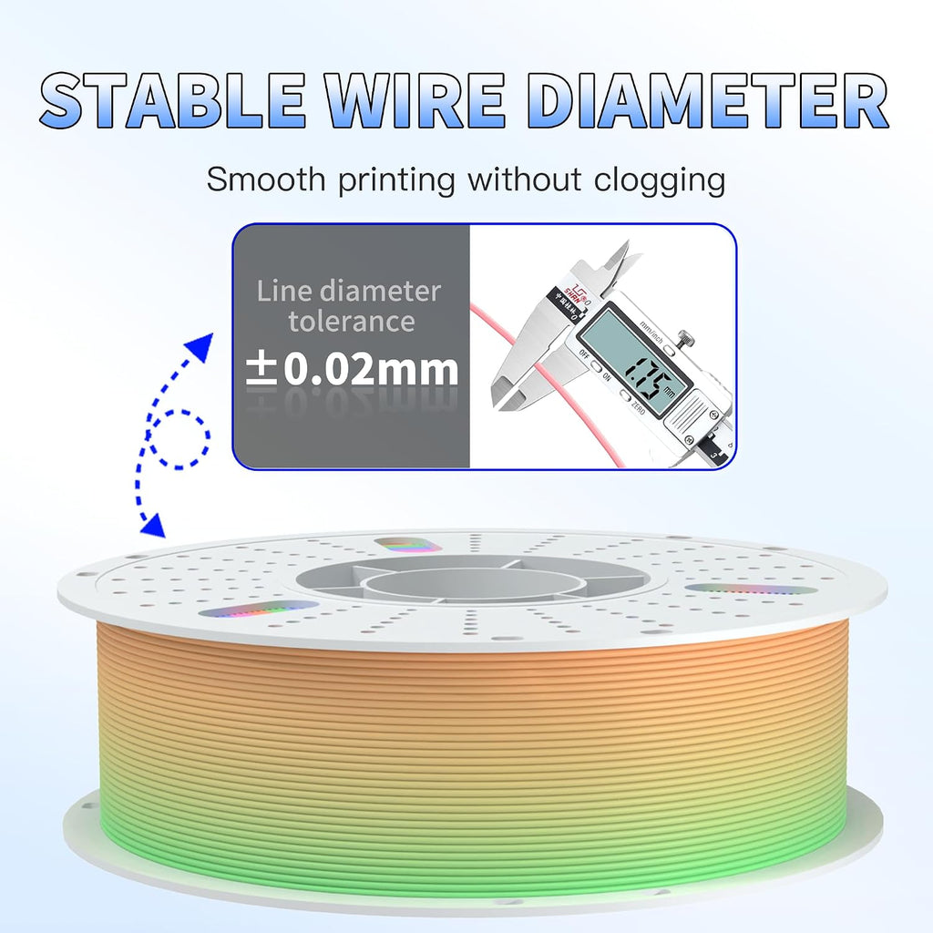 PINBALL Matte Rainbow PLA 3D Printer Filament 1.75mm Multi-Color Changing Filament 3D Printing PLA Filament Dimensional Accuracy +/- 0.02mm 8 KG 8 Colors