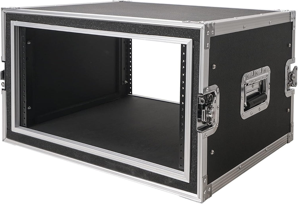 Sound Town Shock Mount 6U ATA Plywood Rack Case with 21' Rackable Depth, 6-Space Size, Pro Tour Grade (STRC-SP6U)