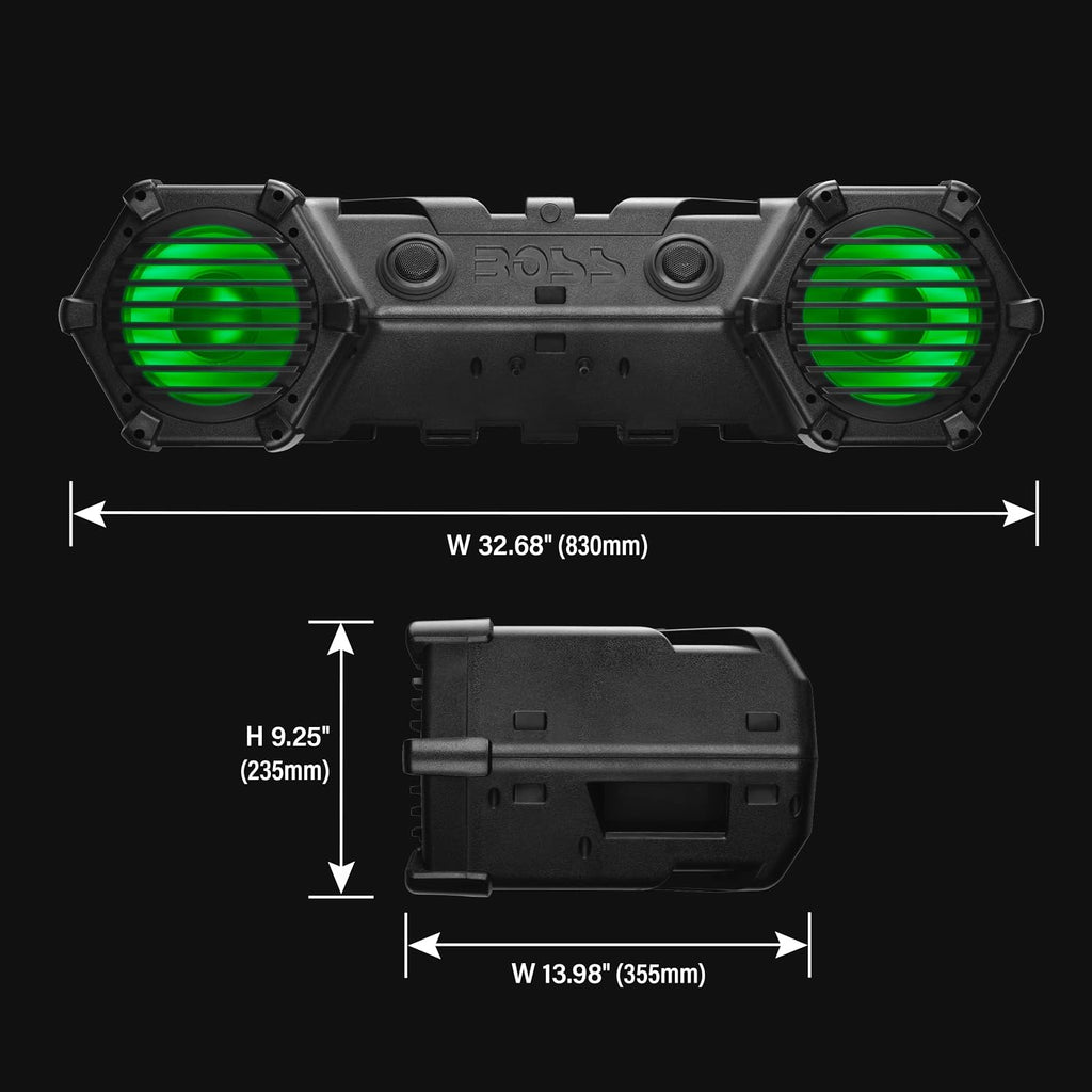 BOSS Audio Systems ATV95LRGB ATV UTV Weatherproof Sound System - 8 Inch Speakers, 1.5 Inch Tweeters, Amplified, Bluetooth Remote, LED Light Bar, Storage Compartment, Easy Installation for 12V Vehicles