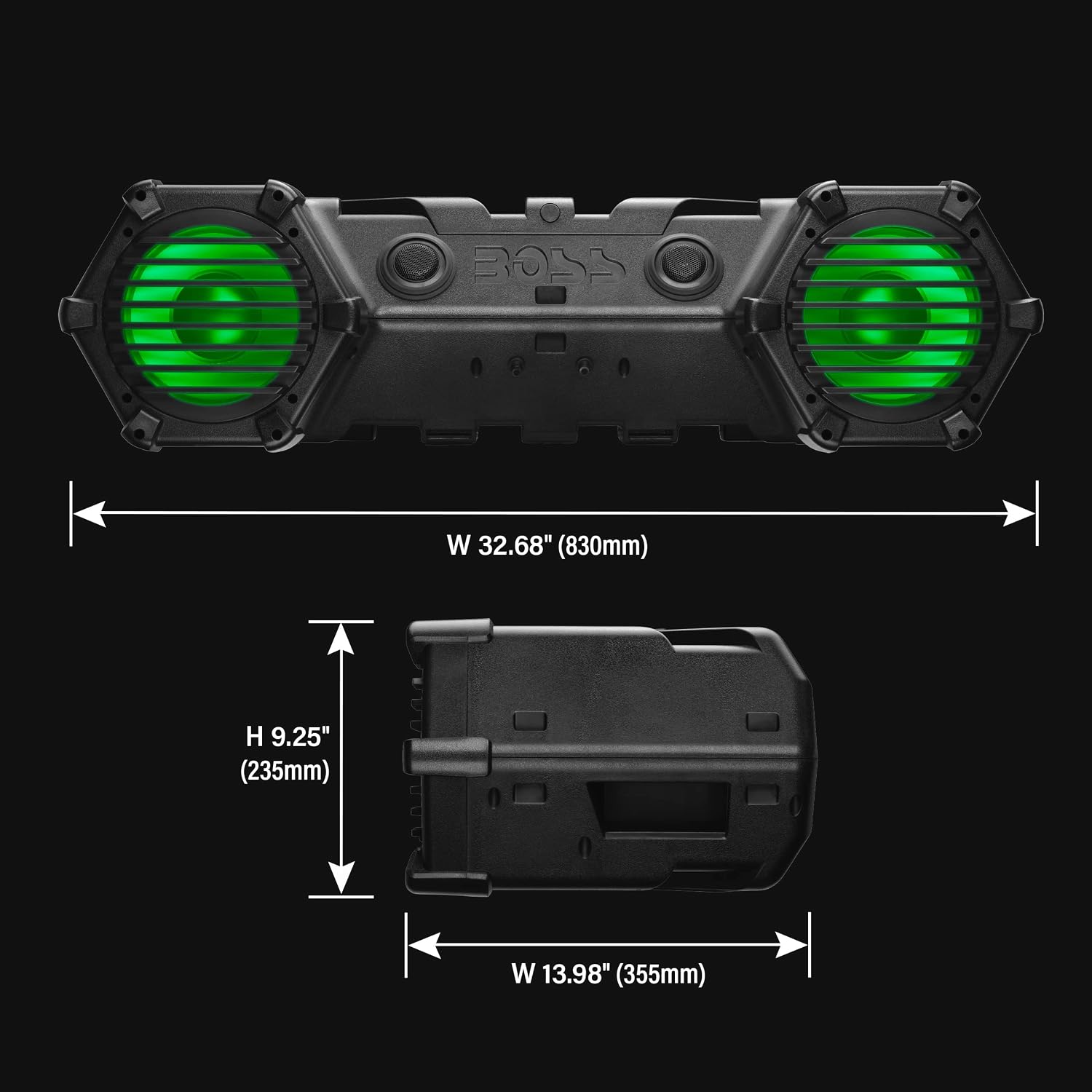 BOSS Audio Systems ATV95LRGB ATV UTV Weatherproof Sound System - 8 Inch Speakers, 1.5 Inch Tweeters, Amplified, Bluetooth Remote, LED Light Bar, Storage Compartment, Easy Installation for 12V Vehicles