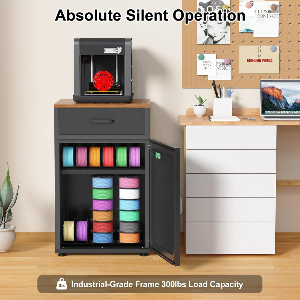 180L 3D Printer Filament Storage Cabinet with Dehumidifier(60W drying power, <8W avg. consumption) | Industrial Sealed Dehumidifying Stand Cabinet Holds 40 Rolls -Compatible with PLA/ABS/TPU (Black)