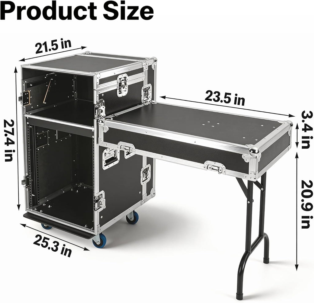 12U PA DJ Rack,PA DJ Cabinet, Network & Stereo Rack with 4 Wheels for Studios, Home Theatres, Ktvs, and Wedding Parties,Pro Tour Grade (12U)