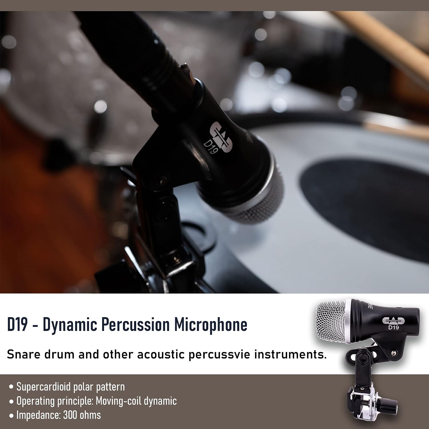 CAD Audio Stage7 Premium 7-Piece Drum Instrument Mic Pack with Vinyl Carrying Case + 7 On Stage Microphones Cables, 20 Feet