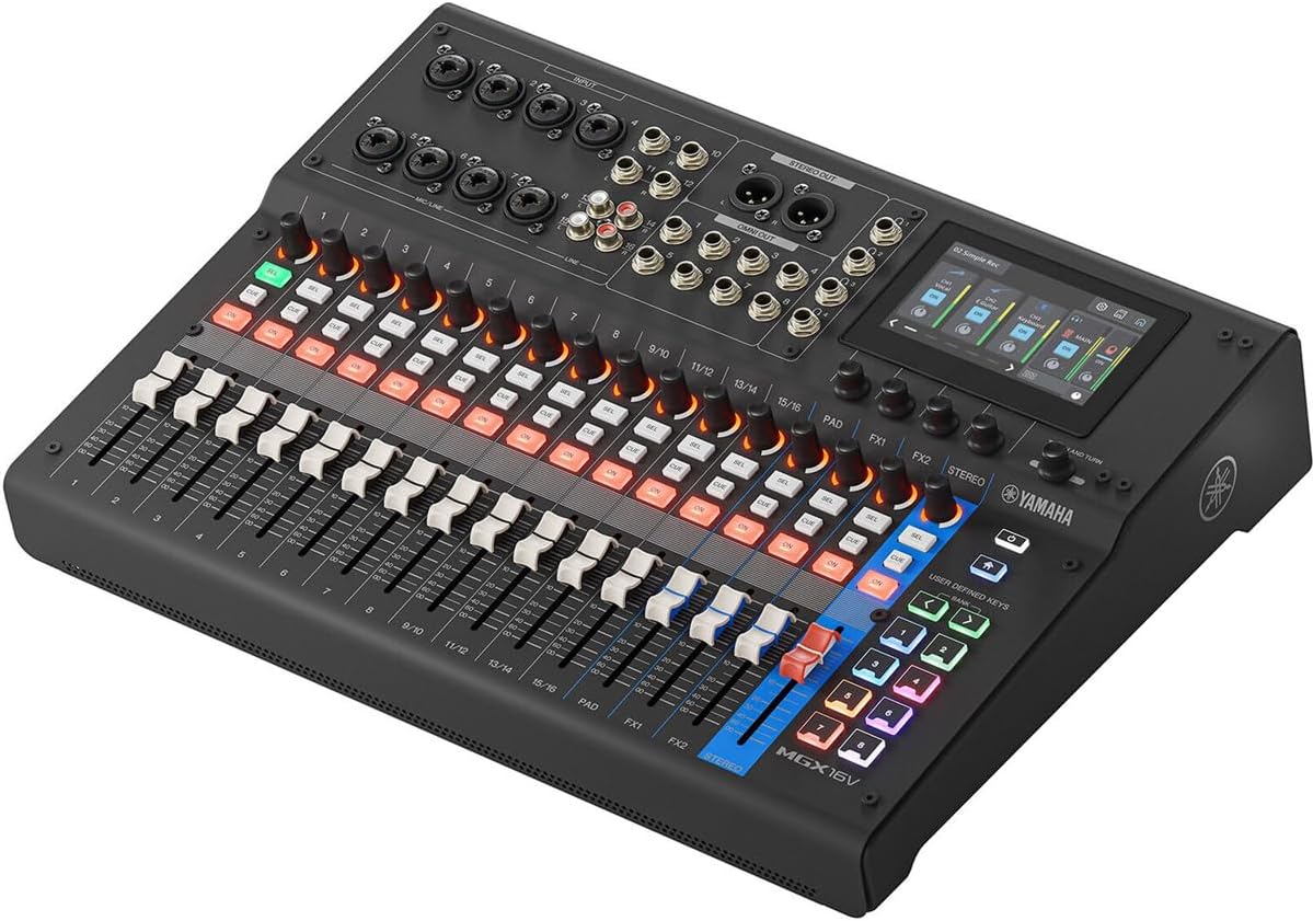 Yamaha MGX16V 22ch Digital Mixing Console, Dual USB-C Audio/Video Interface, Includes Cubase Al, WaveLab Cast LE, Basic FX Suite and Steinberg Plus Software Bundle, Black MGX16V B
