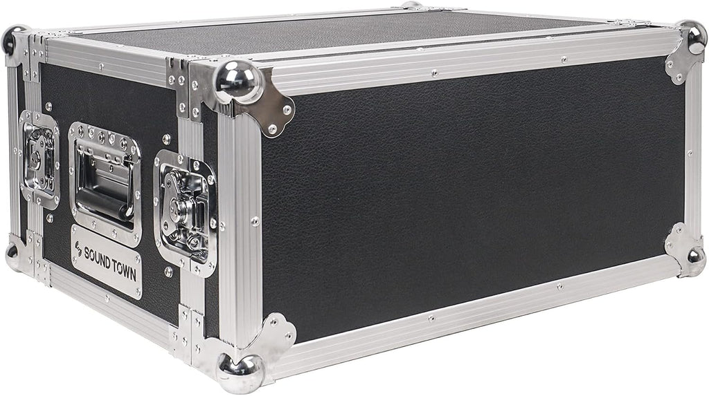 Sound Town Shock Mount 4U ATA Plywood Rack Case with 15' Rackable Depth, 4-Space Size, Pro Tour Grade (STRC-SP4US)
