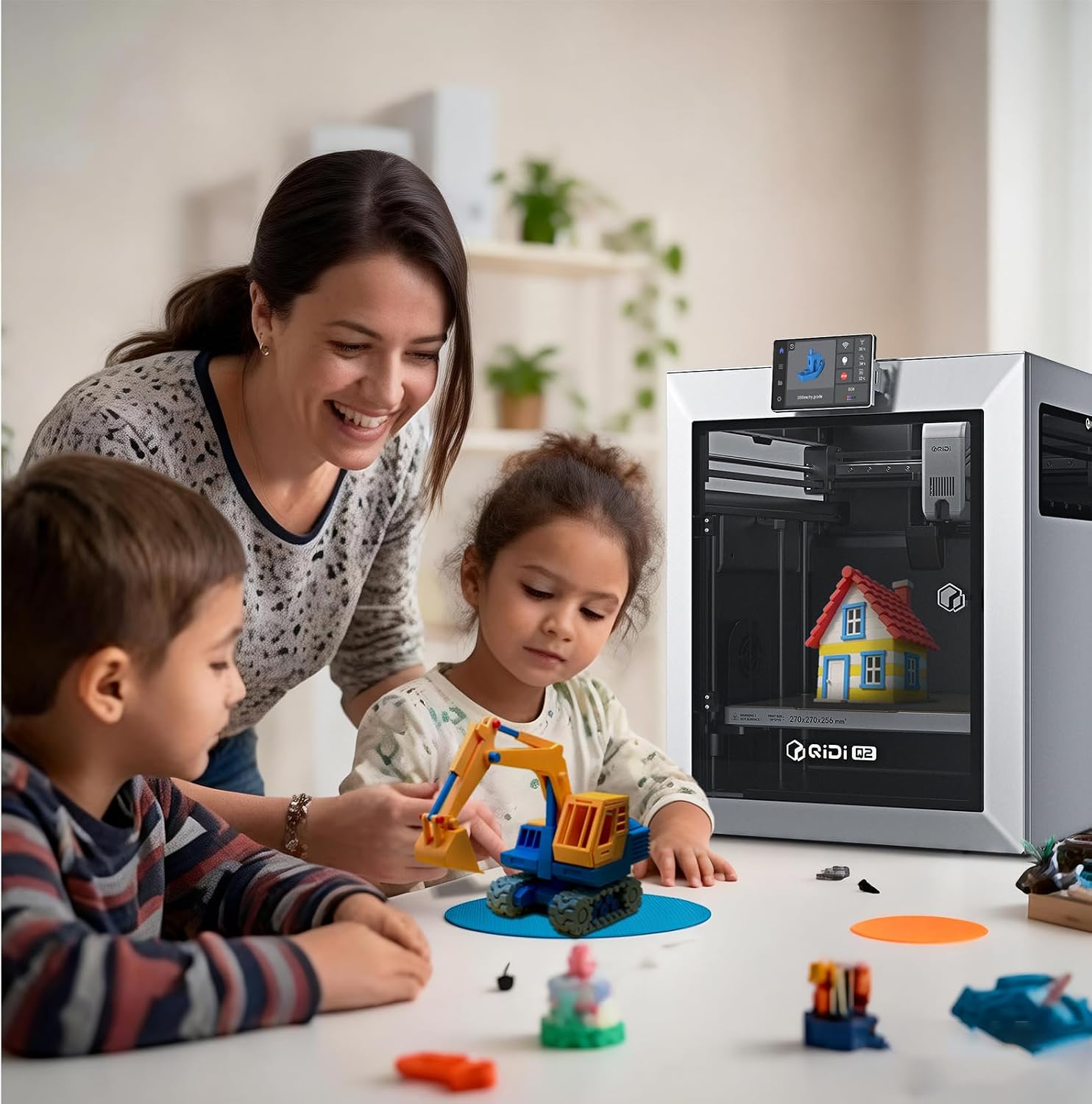 QIDI Official Q2 Combo Multicolor 3D Printer, Full Auto Leveling, 65℃ Heated Chamber with 370℃ Bimetal Hotend Unlock PPS-CF, AI Camera and Ultra Air Filtration, 600mm/s High Speed, 270x270x256mm