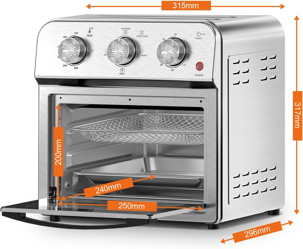 Majnesvon 4-Slice Air Fryer Toaster Oven Combo - 360° Hot Air Circulation & Larger capacity, Timer & Temp Control, Stainless Steel 7-in-1 Convection Oven Countertop, Low Oil for Family Cooking (White)
