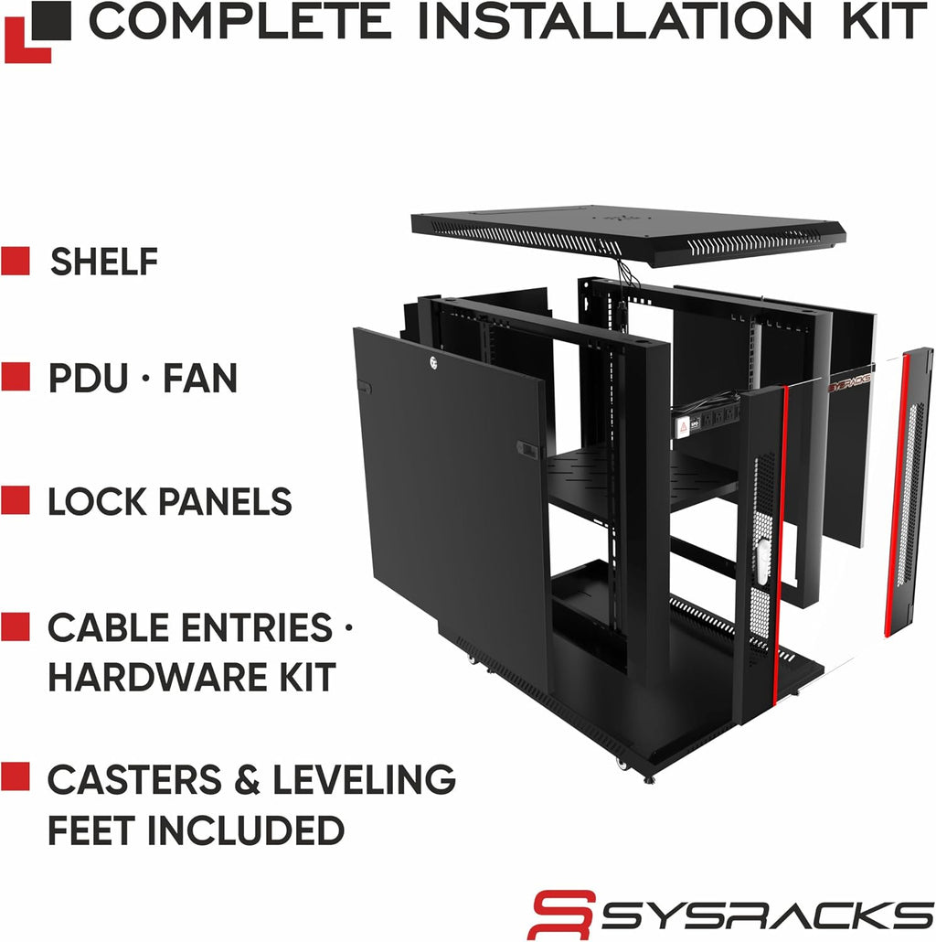 12U Server Rack Cabinet 35' Deep, Pre-Configured Network Enclosure on Wheels with PDU, Fan & Shelf, Lockable IT Rack for Small Business, Office & AV Equipment