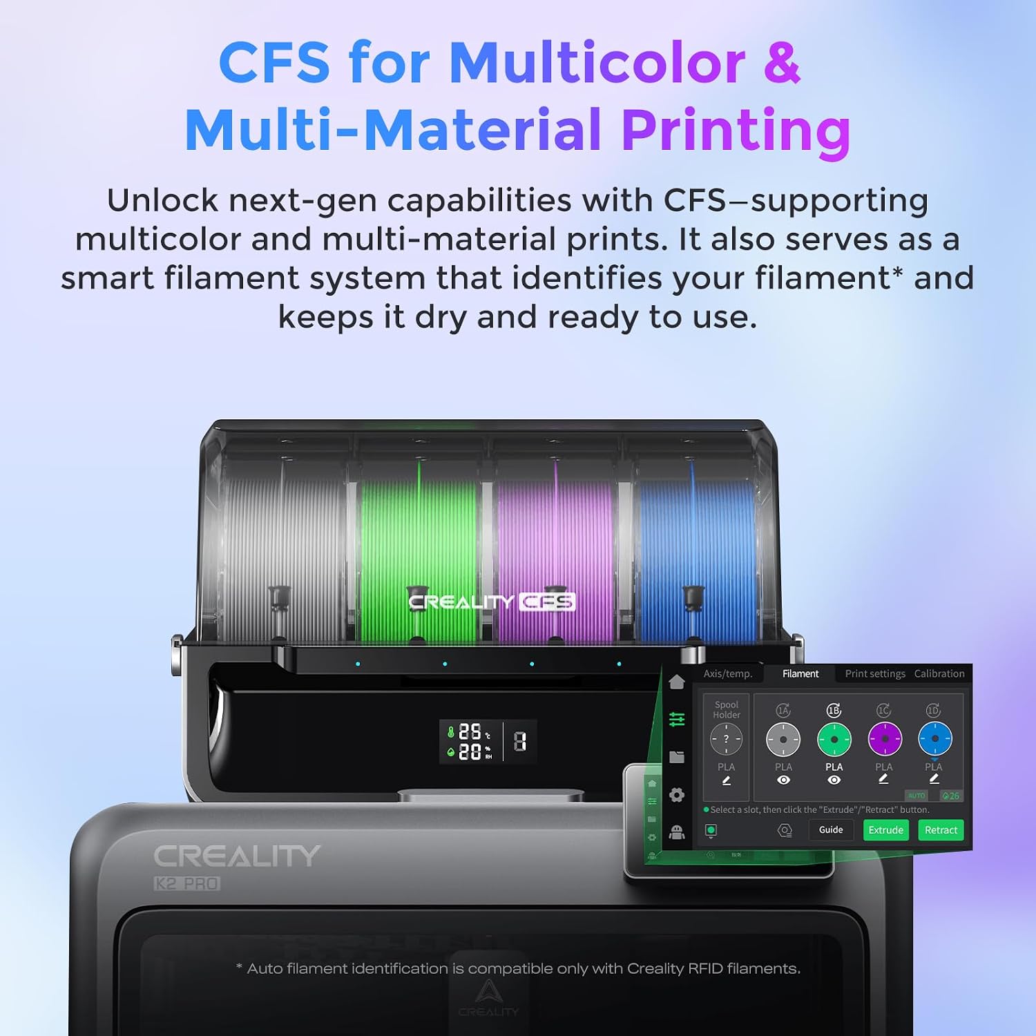 Creality Official K2 Pro Combo(A) 3D Printer, Multi-Color Printing with CFS, 600mm/s High-Speed, AI Cameras, Full Auto-Leveling, Dual Z-Axis, 300x300x300mm Build Volume