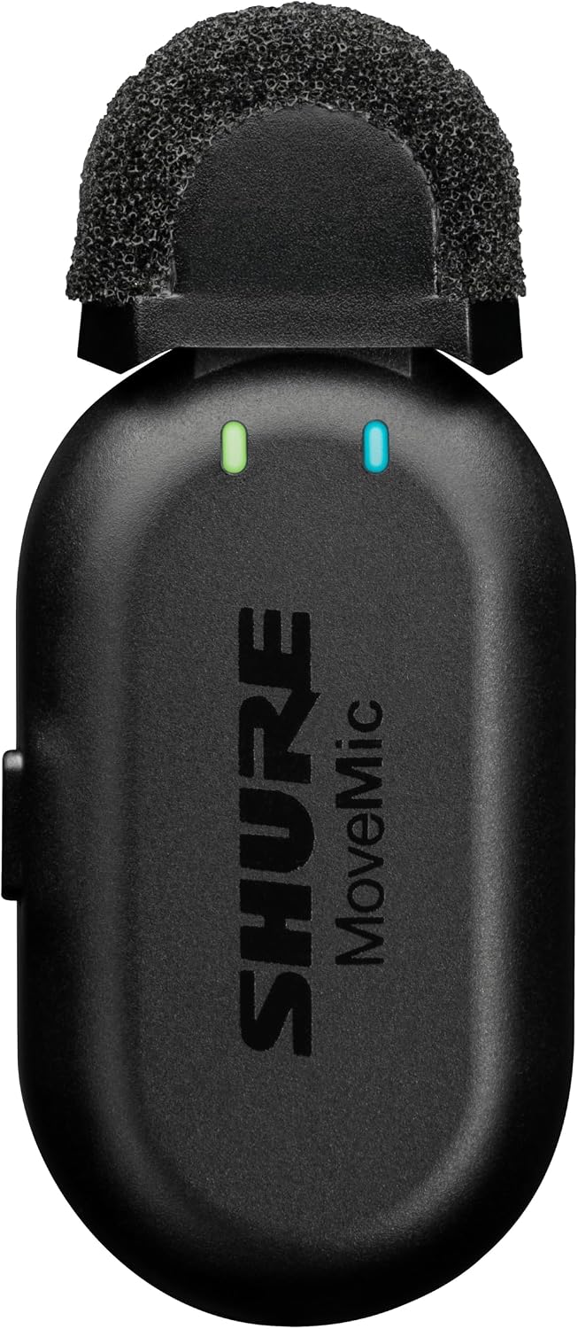 Shure MoveMic One - Pro Direct to Phone Wireless Lavalier Microphone for iPhone & Android, Bluetooth Mini Mic, 24 Hours Charge, Quick Set Up, IPX4, Compact & Portable Clip Lav (MV-ONE-Z7)