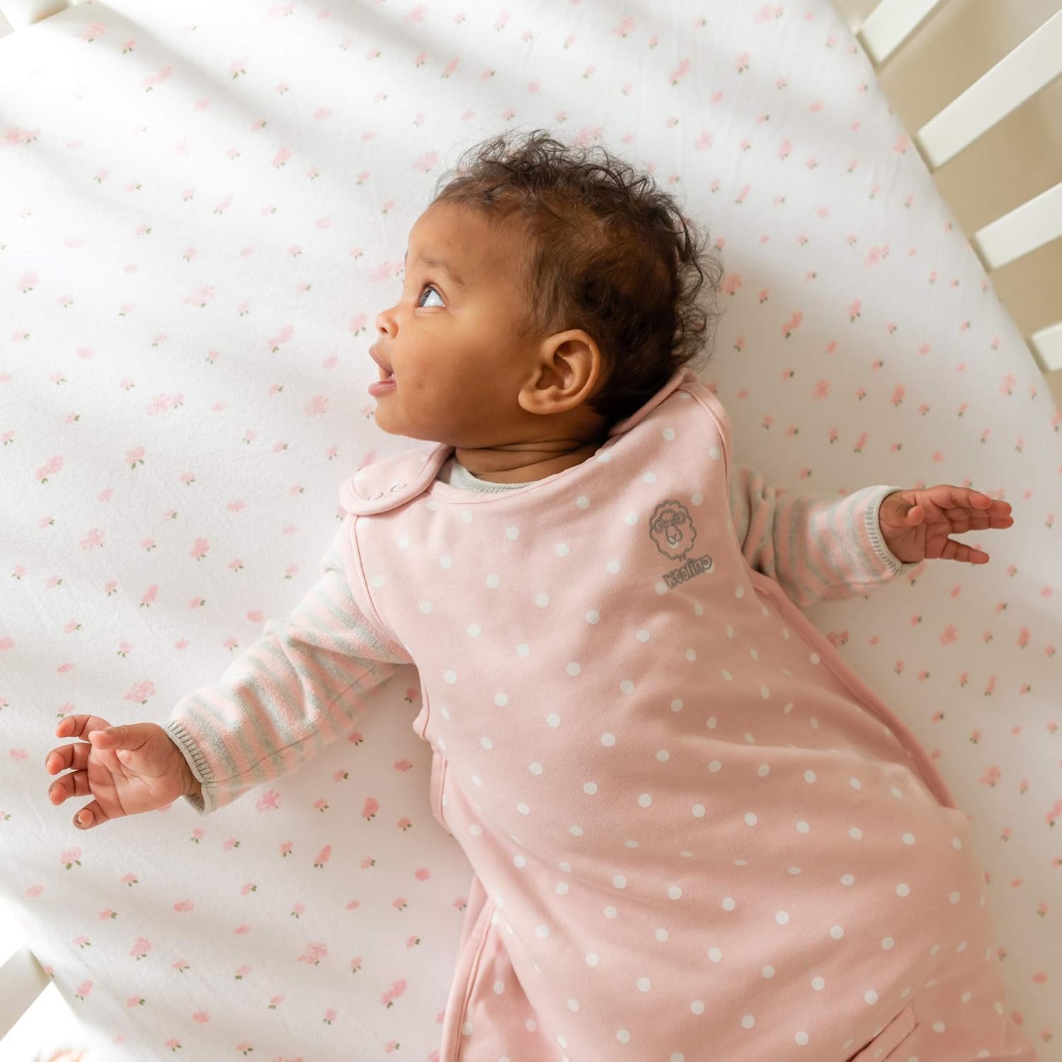 Woolino Merino Wool & Organic Cotton Baby Sleep Sack 2-24 Months – Ultimate 4-Season Baby Sleeping Bag, Universal Size Wearable Blanket, 2-Way Zipper & Adjustable Fit, Year-Round Use - Rose