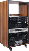Sound Town DIY 20U Studio Rack with Furniture Grade Walnut Laminate, Rubber Feet, Casters (SDRK-20WN)
