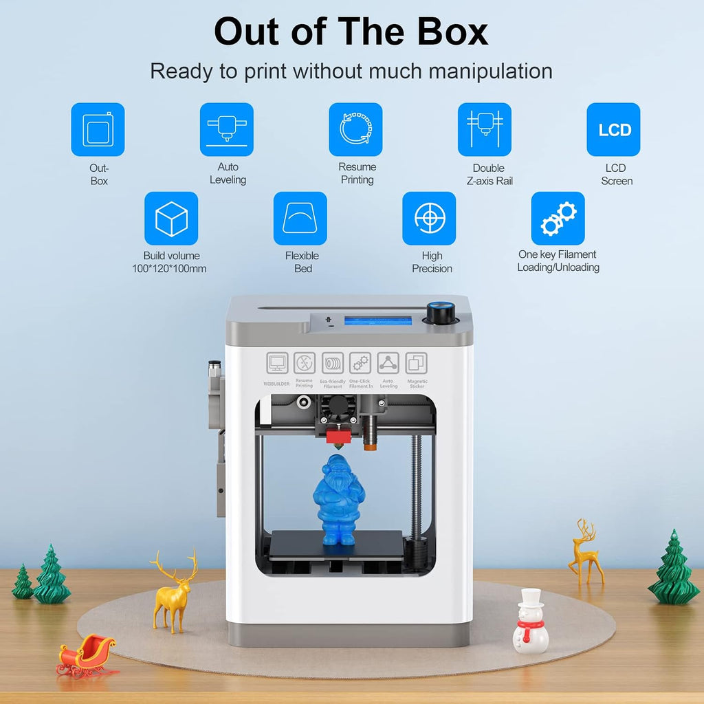 Entina Mini 3D Printers Tina2 Basic, Fully Assembled and Auto Leveling 3D Printer for Beginners and Kids, Easy Setup, Safe Design, High Precision Printing FDM Mini 3D Printer for Home & School