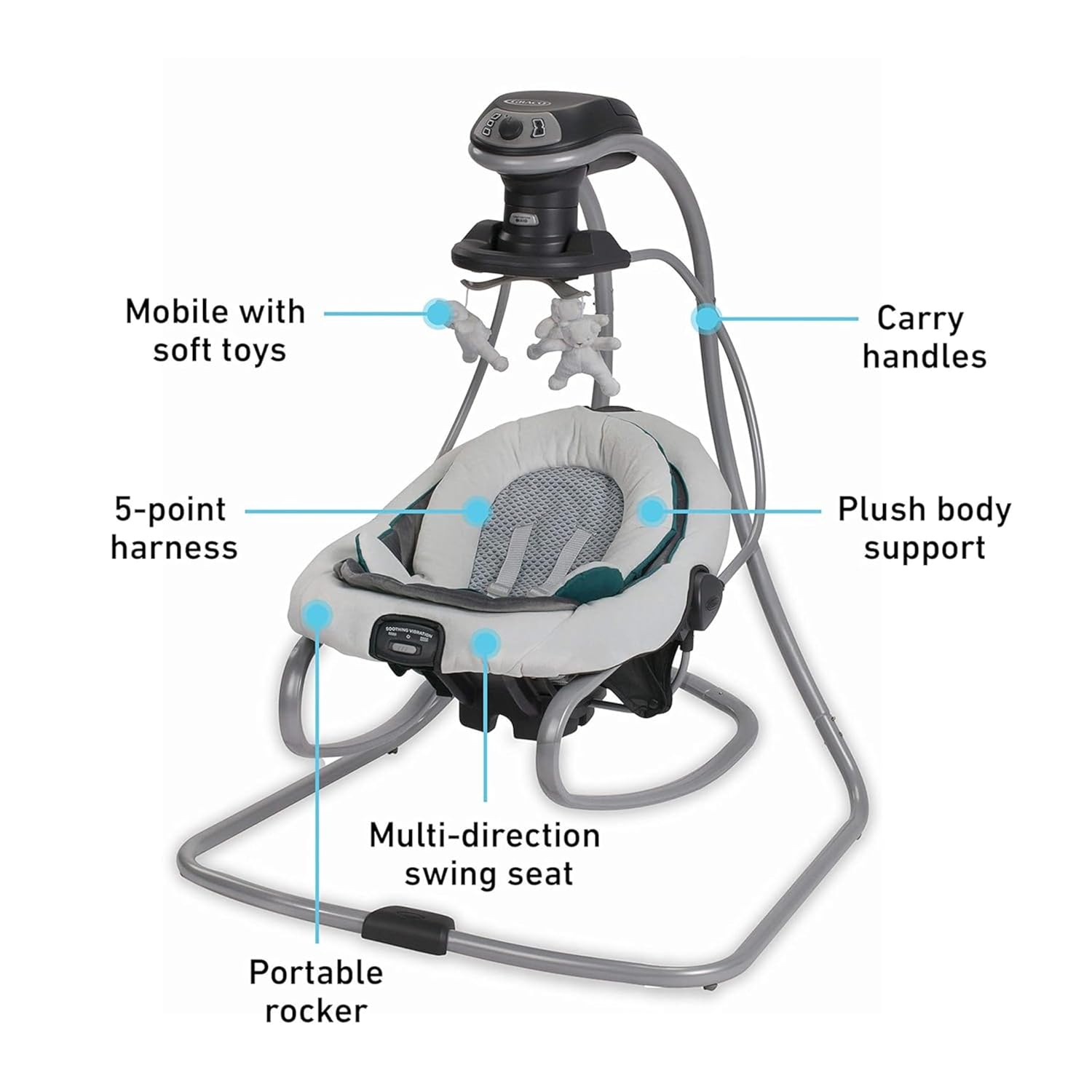 Graco DuetSoothe Swing and Rocker with Removable Swing Seat and 6 Swinging Speeds for Toddler Swing Seat and Swing Chair
