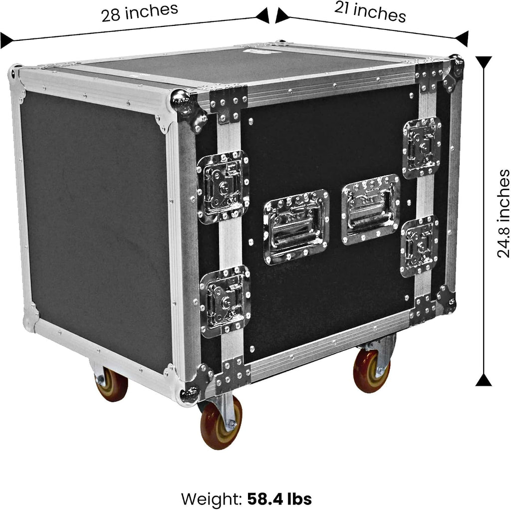 Seismic Audio Speakers Heavy Duty 10 Space ATA Rack Case with 4 Inch Casters, Pro Audio DJ Rack, 10U Server Network Case