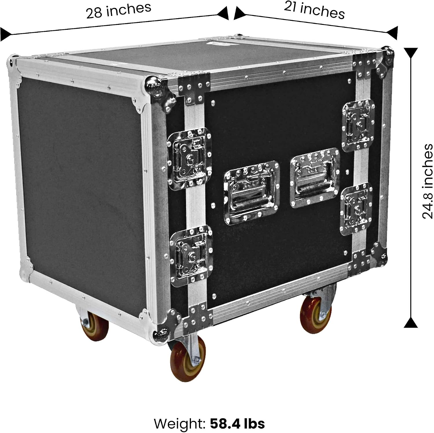 Seismic Audio Speakers Heavy Duty 10 Space ATA Rack Case with 4 Inch Casters, Pro Audio DJ Rack, 10U Server Network Case