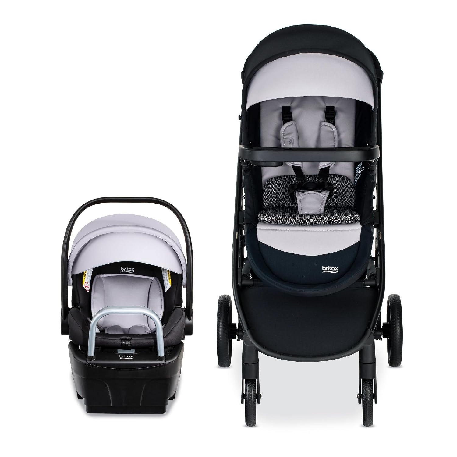 Britax Willow Brook S+ Travel System, Infant Car Seat Stroller Combo With Willow S Infant Car Seat, Alpine Base, and Brook+ Stroller; ClickTight Technology, SafeWash Insert and Cover — Glacier Onyx
