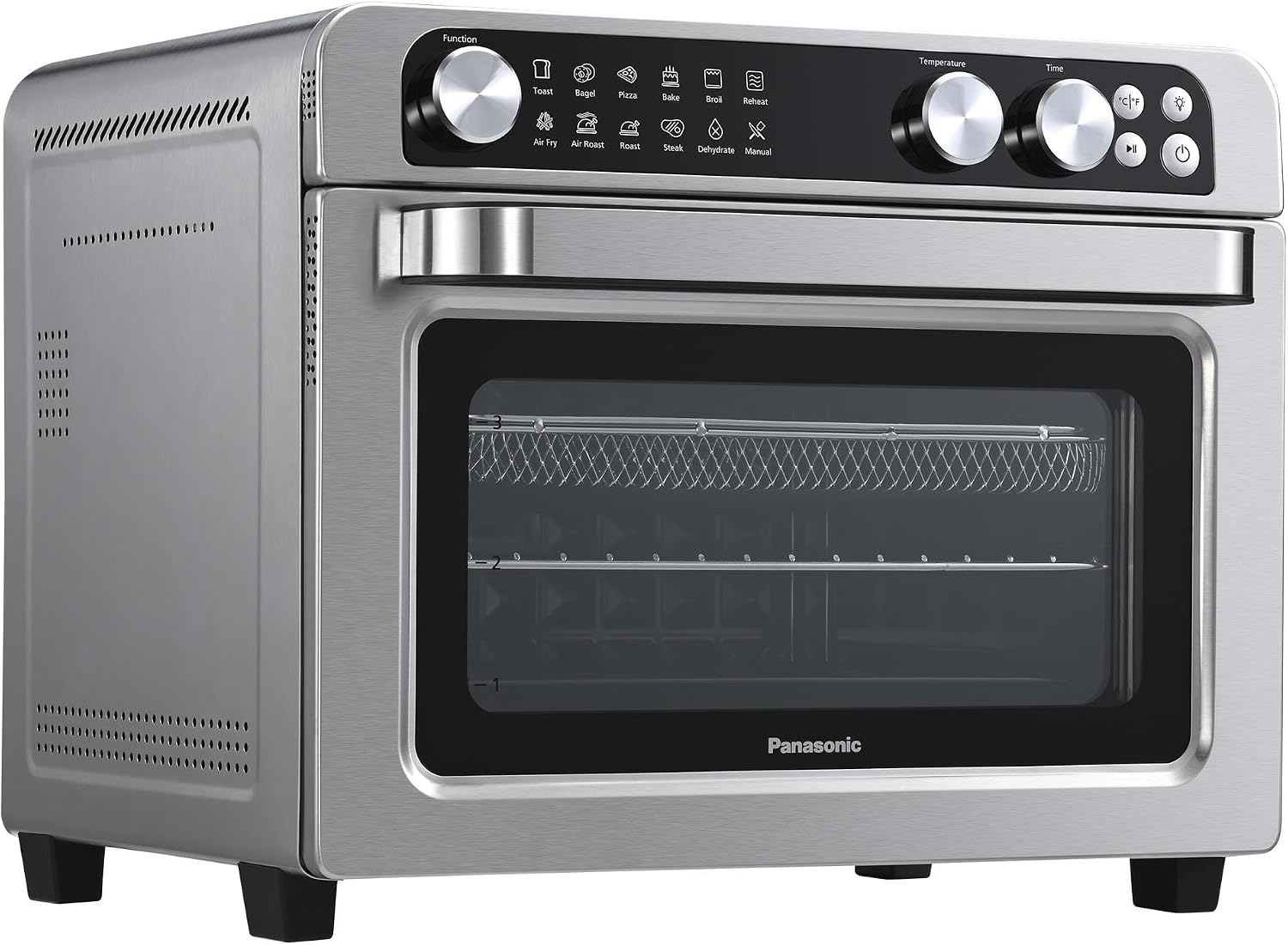 Panasonic FlashXpress Family Size Air Fryer Toaster Oven Combo, 11 Cooking Functions, 1800W PFAS-Free, Double Infrared Heating, Temperature Control Dial, Stainless Steel - NB-G211P