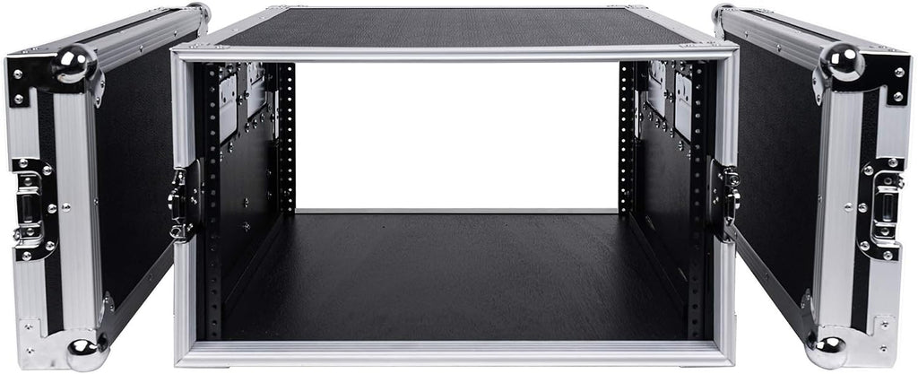 Sound Town 6U PA/DJ Rack/Road Case, 6-Space, with 21' Depth, Plywood, Metal Ball Corners - Pro Tour Grade (STRC-6U)