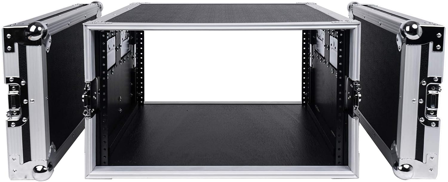 Sound Town 6U PA/DJ Rack/Road Case, 6-Space, with 21' Depth, Plywood, Metal Ball Corners - Pro Tour Grade (STRC-6U)