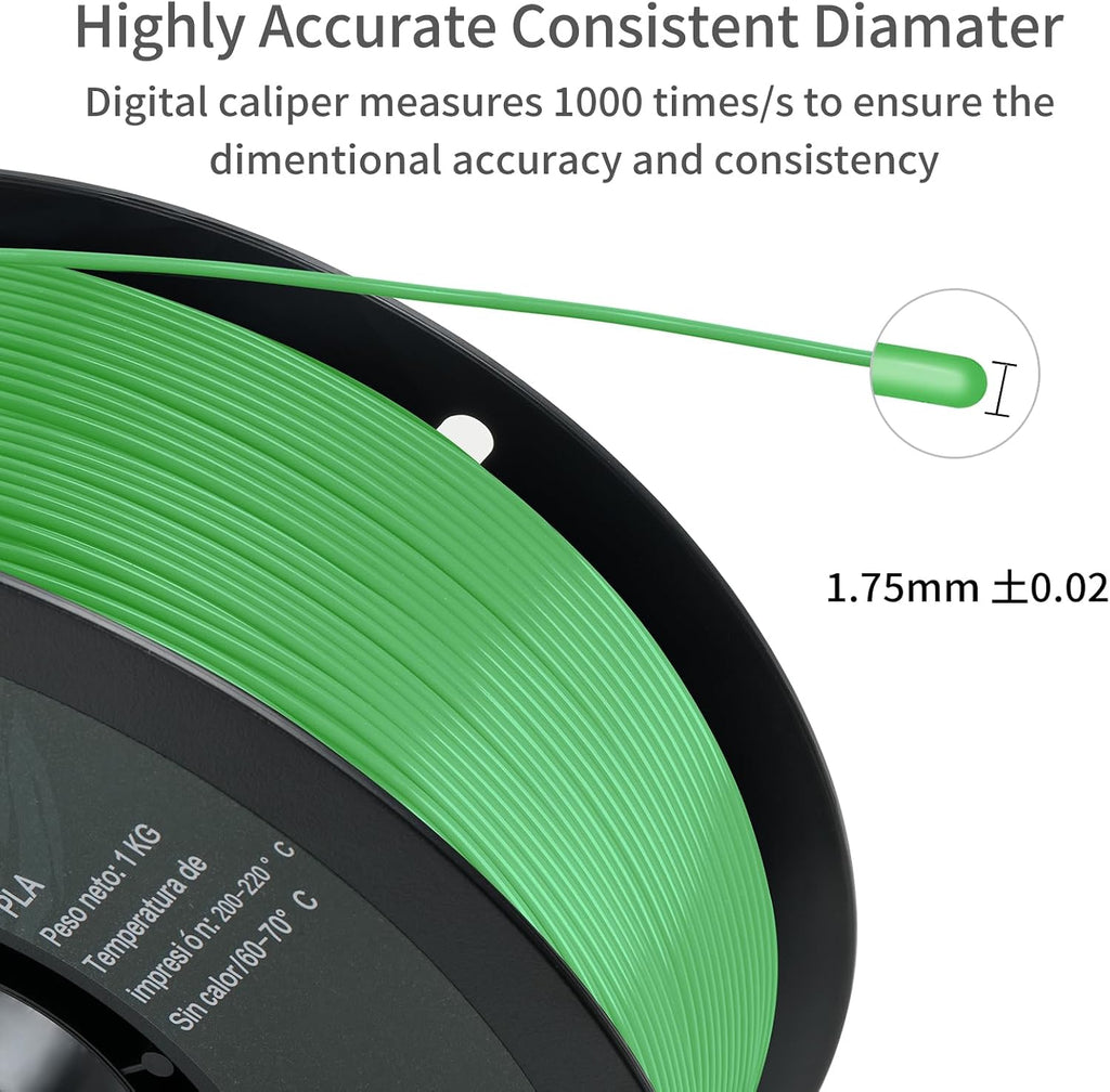 PLA 3D Printer Filament 1.75mm, 16KG Bulk Bundle (2KG Each of 8 Colors: Black, White, Gray, Orange, Red, Yellow, Blue, Green), +/- 0.02mm Accuracy, Tangle-Free, Wide FDM Compatibility