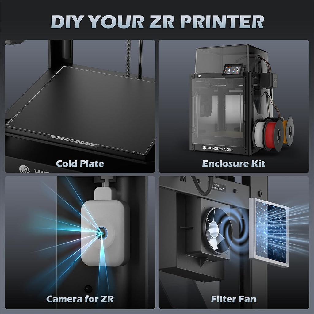 SainSmart x WonderMaker ZR CoreXY Multicolor 3D Printer – 600mm/s High-Speed, 4-Color Printing, 300°C Nozzle, Auto-Leveling, 300×300×300mm Large Build Volume