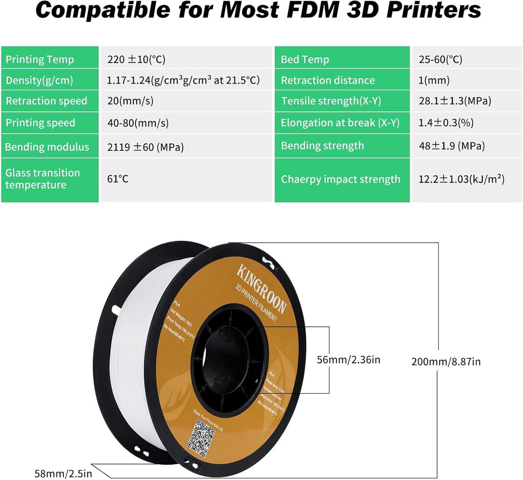 Kingroon PLA Plus 3D Printer Filament,PLA+ 16 Rolls,Dimensional Accuracy +/-0.03mm,16kg Spool(35.3lbs),1.75 mm,2White 2Grey 2Black Red Blue Green Yellow Silver Skin Purple Transparentwhite Orange Gold
